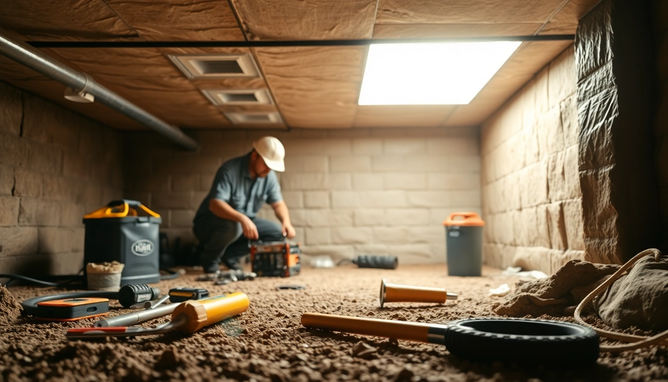Crawl Space Restoration process showcasing technicians working efficiently in a clean environment.