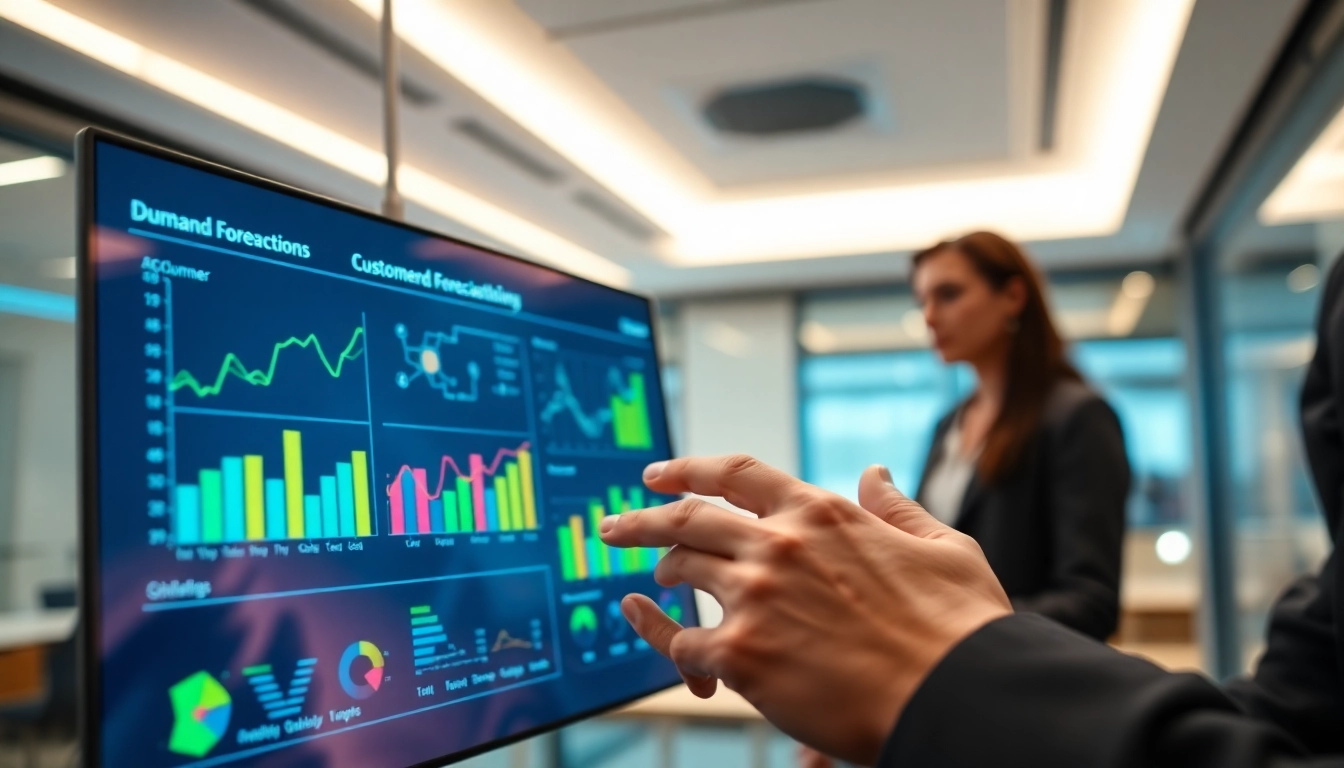 Visual representation of demand forecasting process through data analysis and predictions.