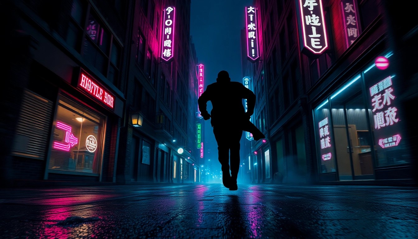 Experience the thrill of a fast-paced thriller with this suspenseful scene of a shadowy figure in action.