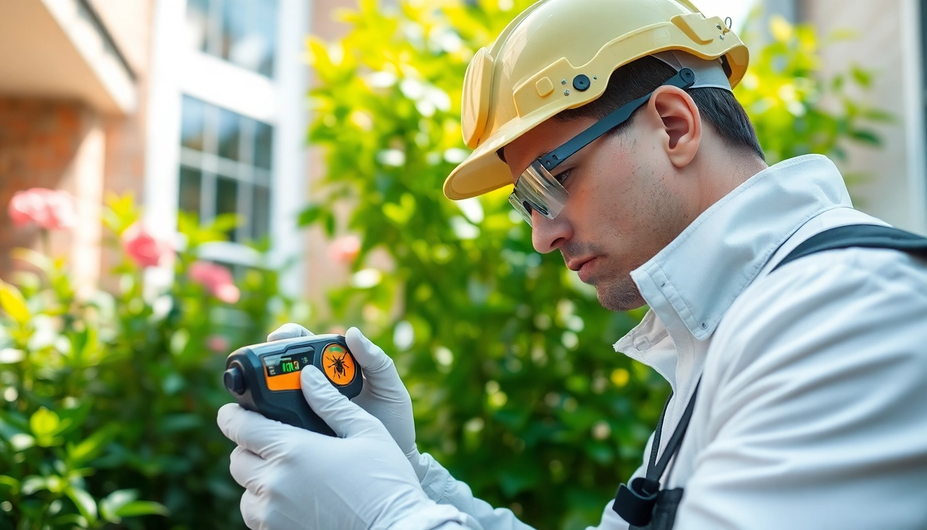 Visible pest control company near me technician examining home for pests, ensuring a safe environment.