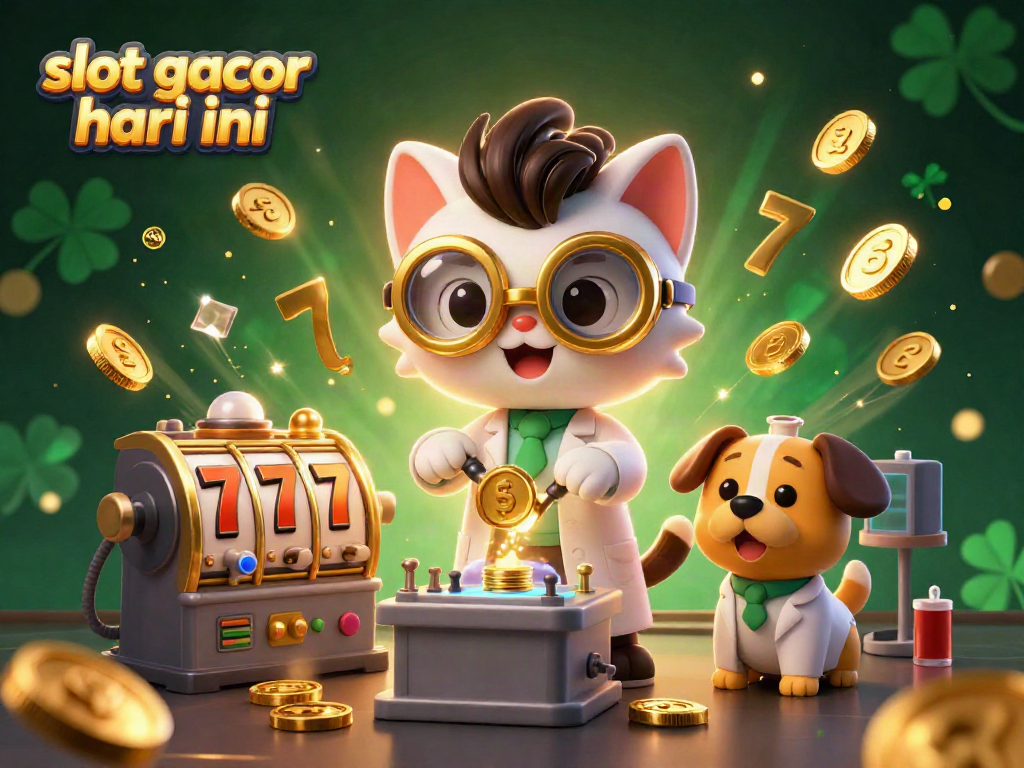 Permainan slot gacor hari ini yang menampilkan karakter lucu dan elemen bertema kasino mengundang keberuntungan dan kegembiraan.