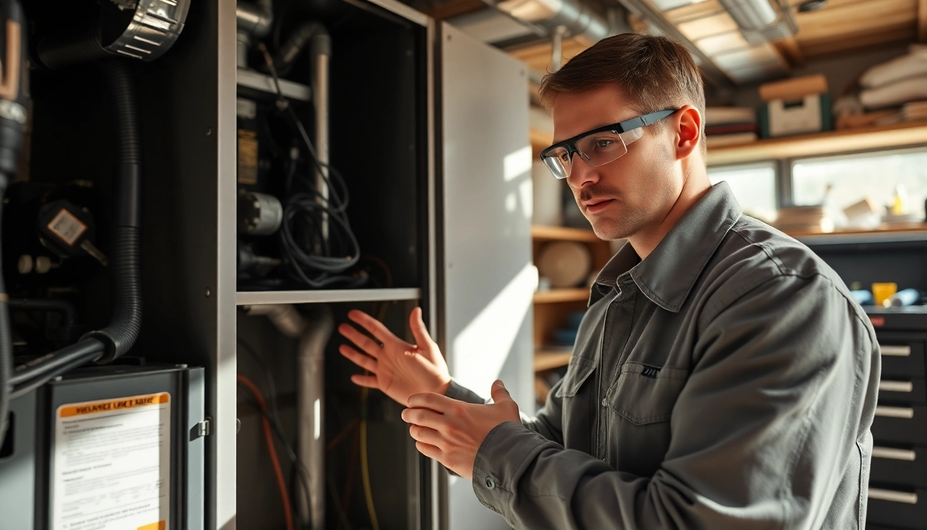 Experience reliable furnace repair south salem with our skilled technicians inspecting a furnace.