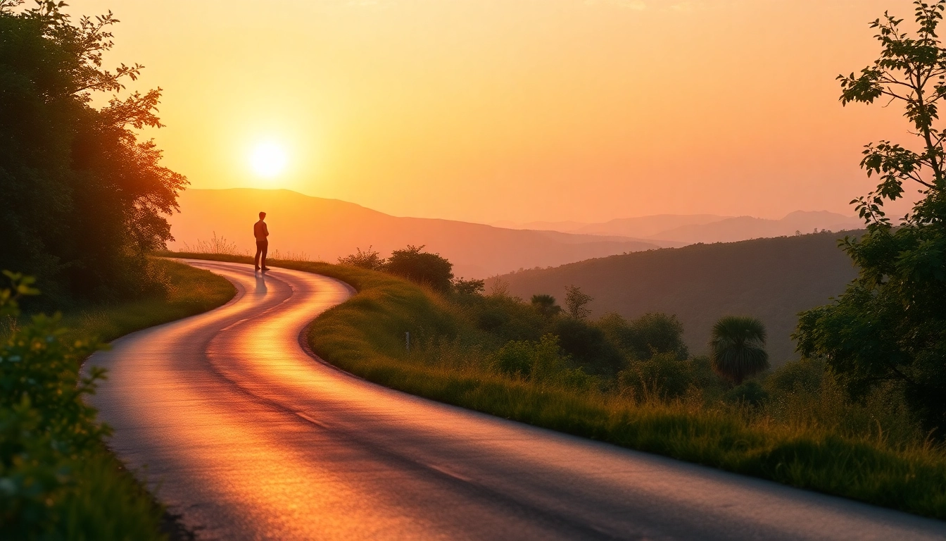 Life in a Break Down: A reflective journey at a crossroads with a person contemplating choices.