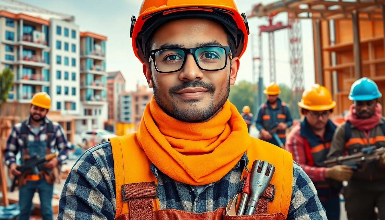 Highlighting diverse careers in construction through skilled workers effectively performing tasks.