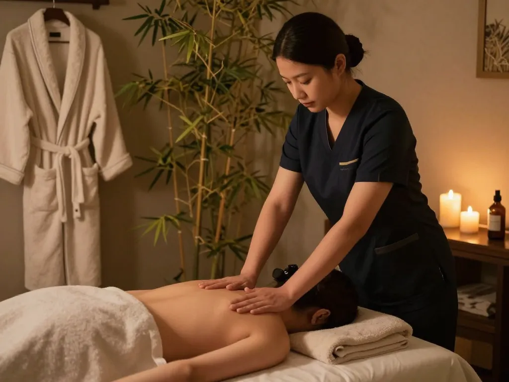Client enjoying a blissful 동대문스웨디시 massage in a tranquil spa setting