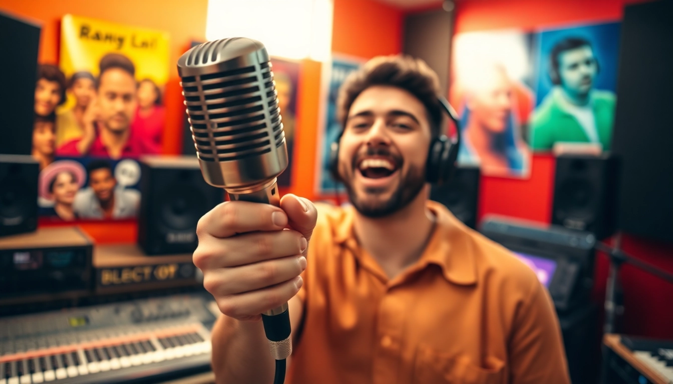 Engaging music promotion services showcasing an artist in a recording studio.