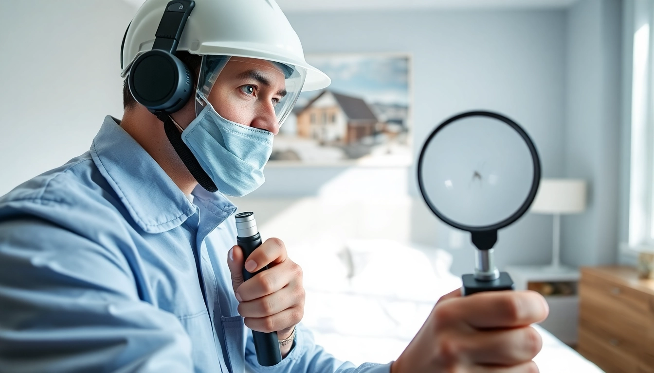 Effective bed bug removal with a technician in a modern bedroom environment.