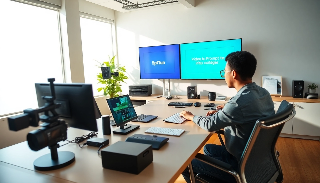 Engaging workspace featuring video to prompt AI generator in action, showcasing creativity and technology.