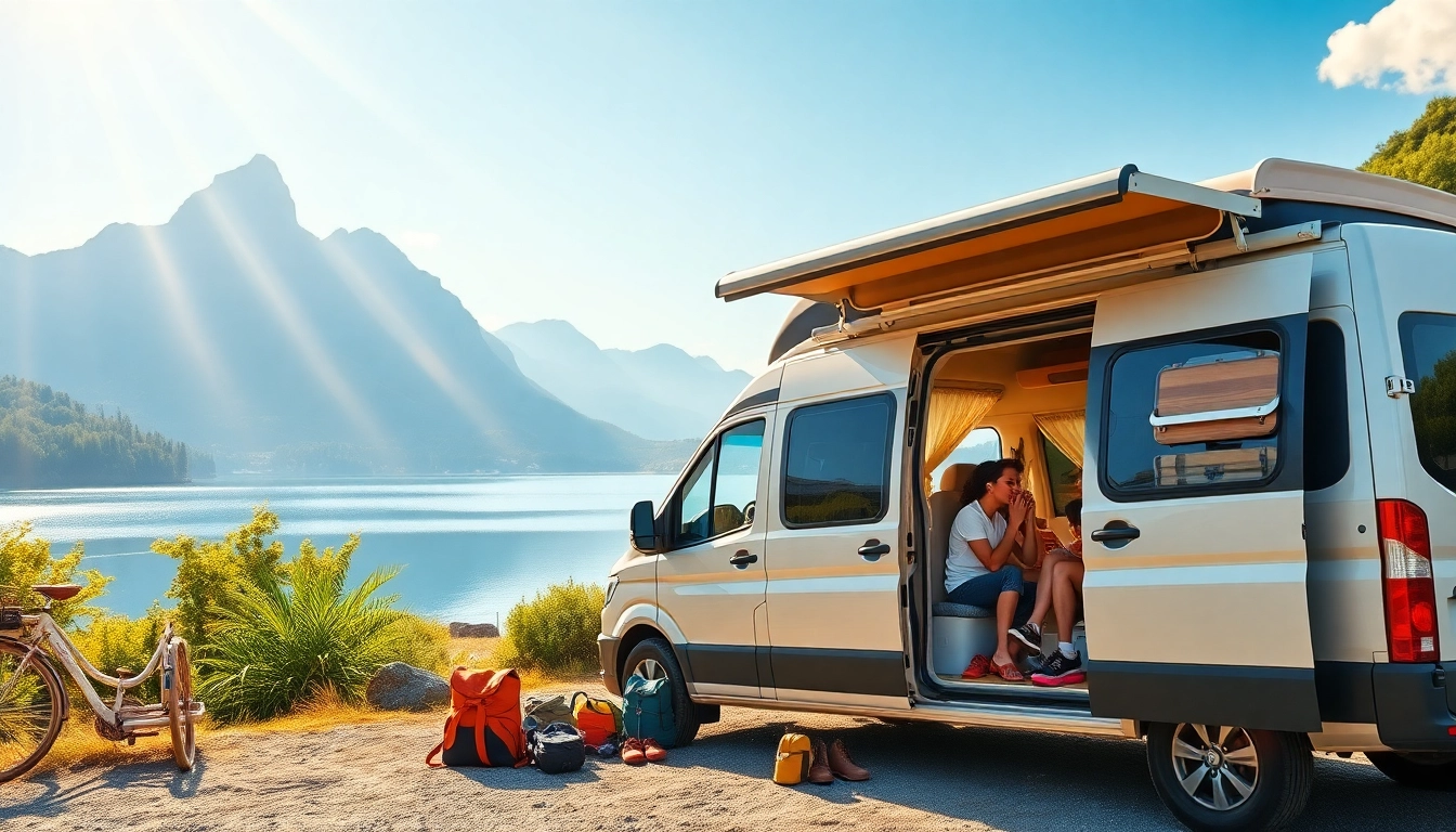Capture the essence of travel at https://fernweh-abenteuer.de with a family enjoying a road trip adventure in nature.