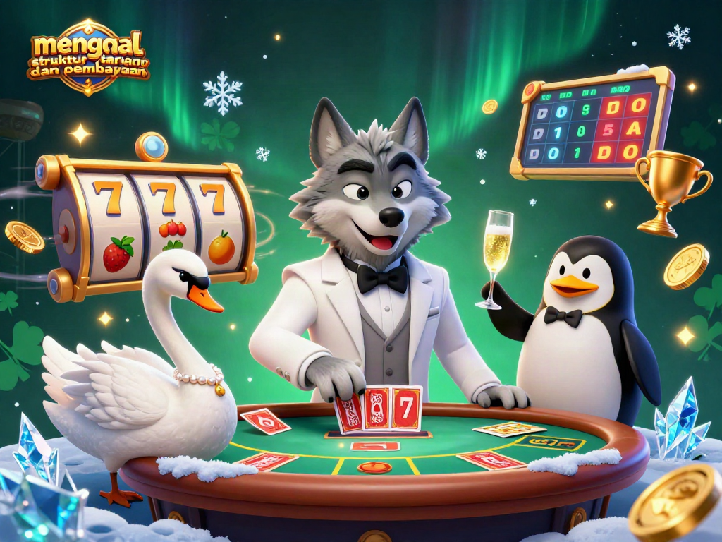 Mengenal struktur taruhan dan pembayaran pada permainan slot gacor dengan ilustrasi 3D menawan dan elemen permainan yang dinamis.