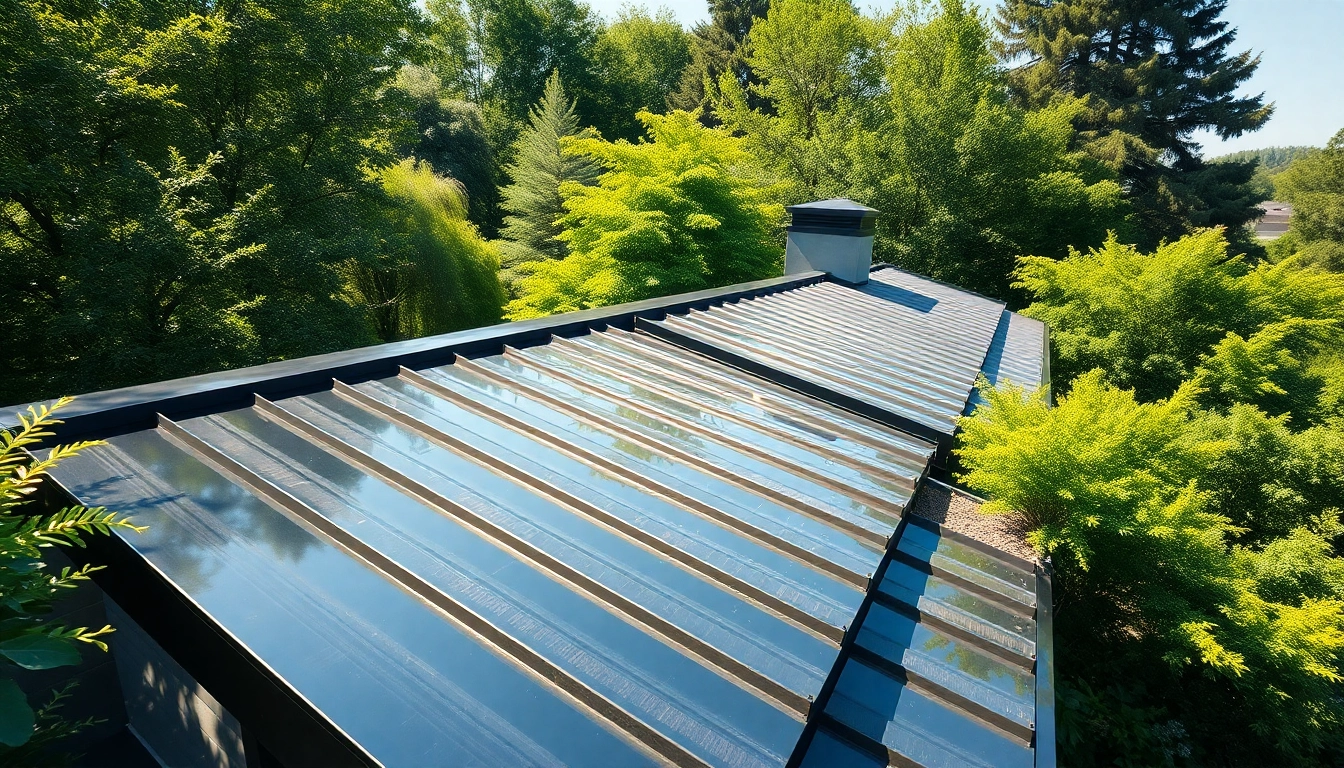 Metal roofing on a modern home surrounded by greenery, showcasing durability and style.