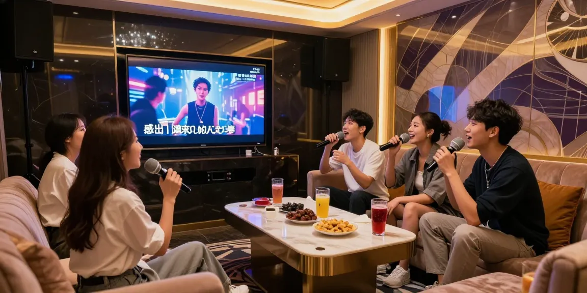 강남가라오케에서 친구들과 함께 즐기는 화려한 프라이빗 노래방의 모습