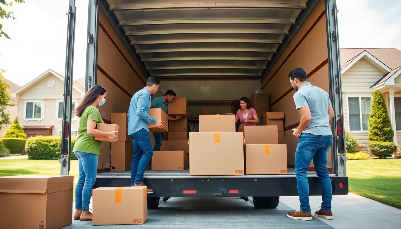 Efficient moving team packing boxes for Moving Services Near Me.