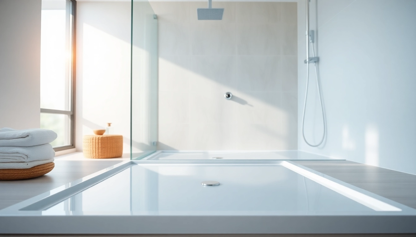 Piatto doccia elegante in un bagno moderno, installato con cura e stile.