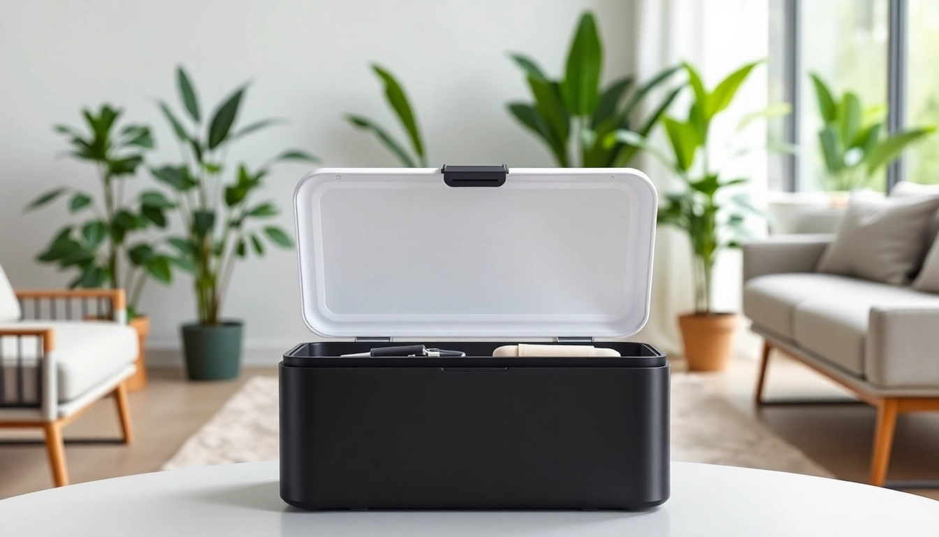 Organize efficiently with a stylish storage box showcasing its clear contents.
