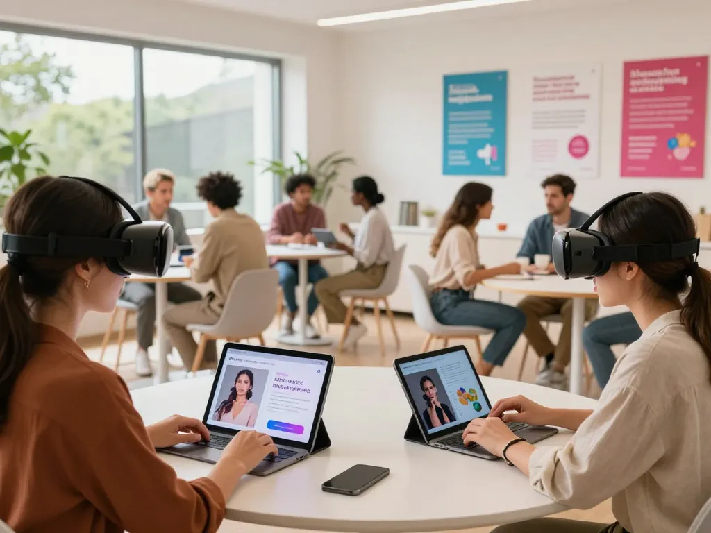 Engaging discussion on sex AI in a modern digital workspace with diverse participants.