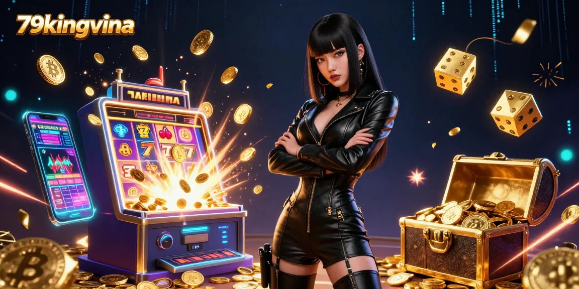 Experience thrilling casino action with 79kingvina as a stunning Asian woman captures the excitement of gambling.