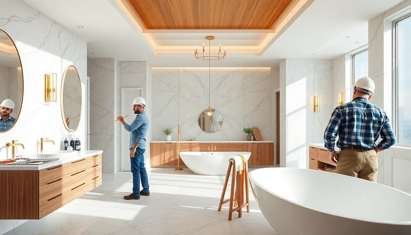 Skilled bathroom builders demonstrate quality craftsmanship in a beautifully renovated space.
