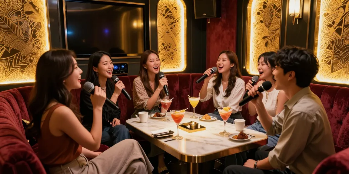 강남가라오케 정찰제 안내를 위한 고급스러운 카라오케 룸 내부 모습