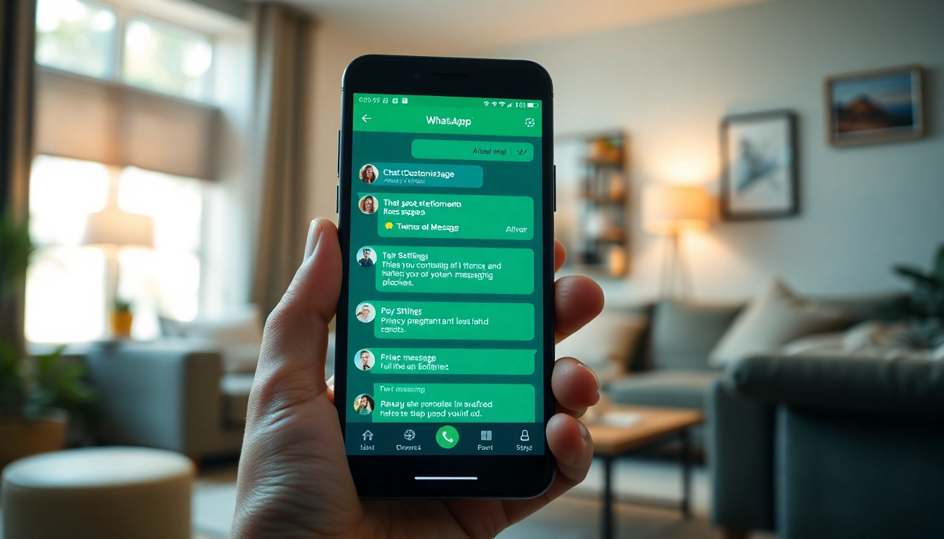 FM WhatsApp interface on a smartphone, showcasing vibrant features and innovative design.