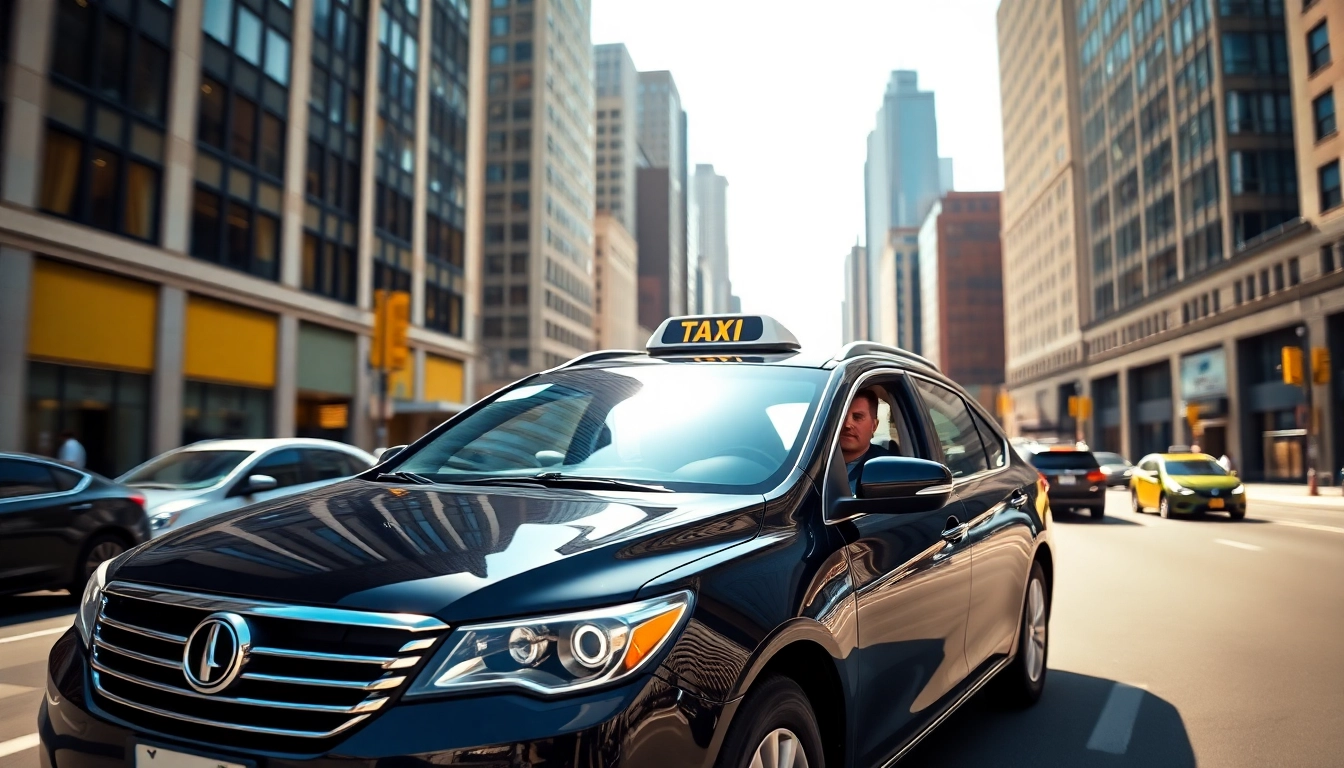 Experience reliable LONG DISTANCE TAXI TRANSFERS under bright city lights and vibrant colors.