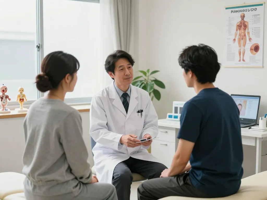 おすすめ包茎クリニックサービスに特化した健康クリニックでの相談の様子を示すプロフェッショナルな環境。