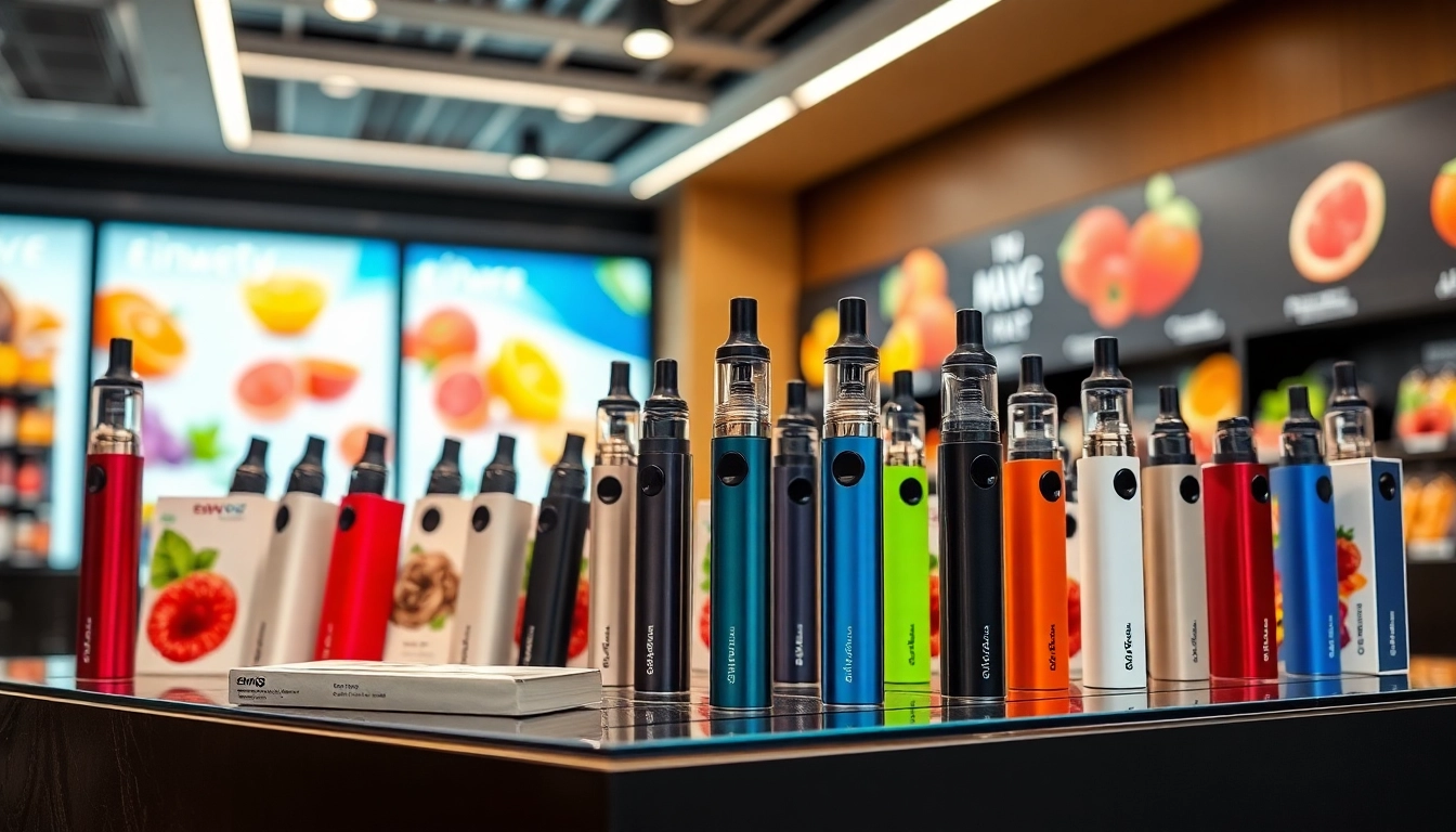 Einweg-vape großhandel mit attraktivem Sortiment in modernem Verkaufsraum präsentieren.