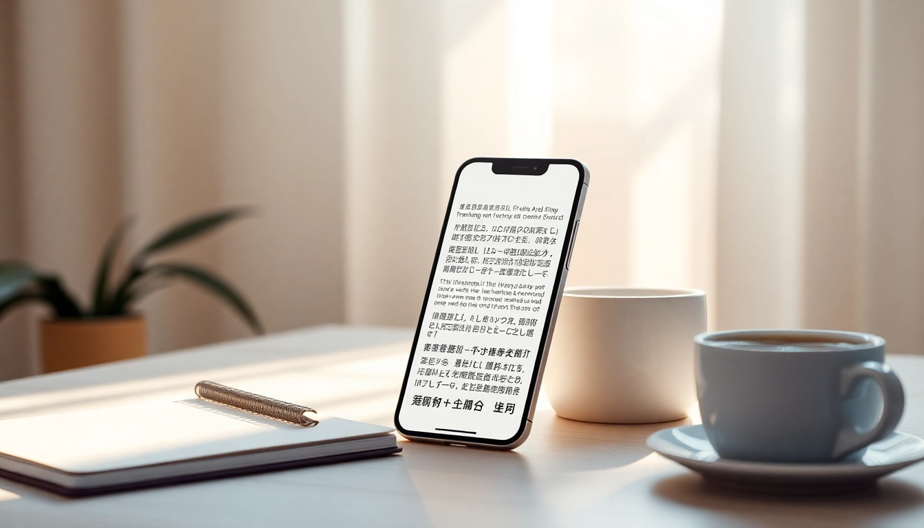 Explore the user-friendly interface of the 有道翻译 translation app on a smartphone in a bright workspace.