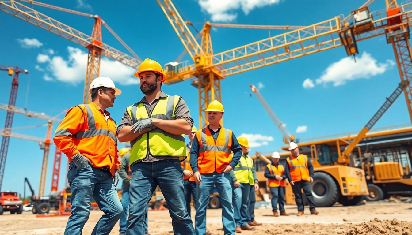 Workers on a Texas construction site demonstrating teamwork in the latest Texas construction news.