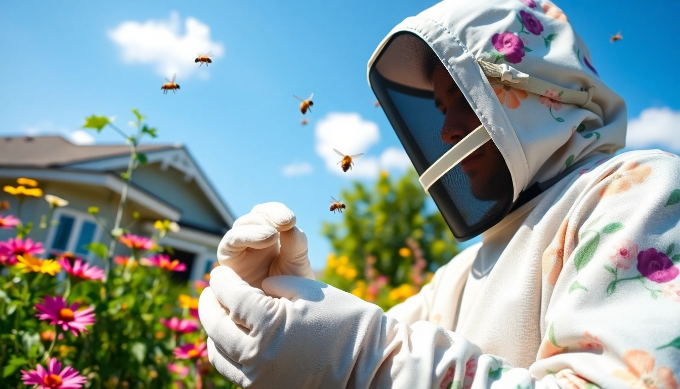 Engaging scene of live bee removal, demonstrating humane techniques for relocating bees safely.