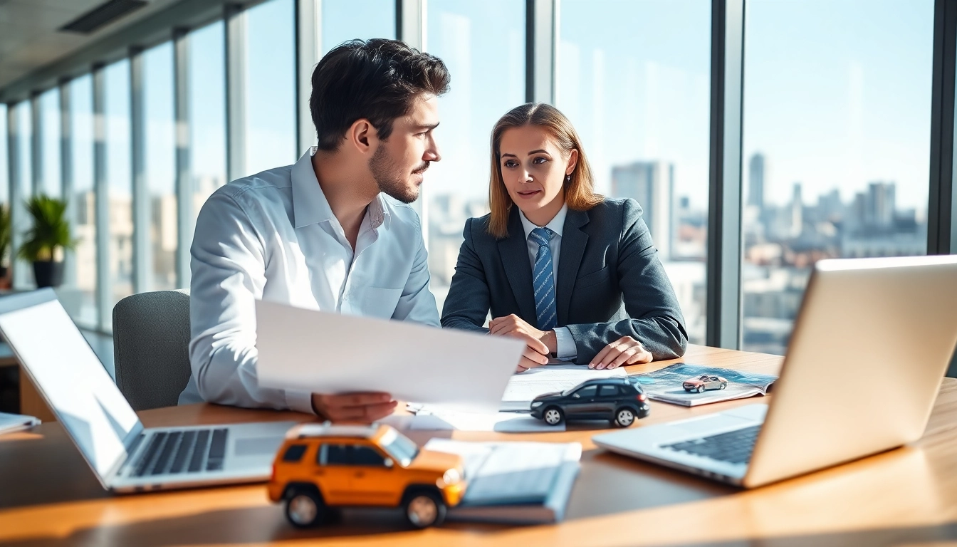 Visualiser un conseiller en assurance voiture sur assurancevoituremonospace.fr discutant avec un client.