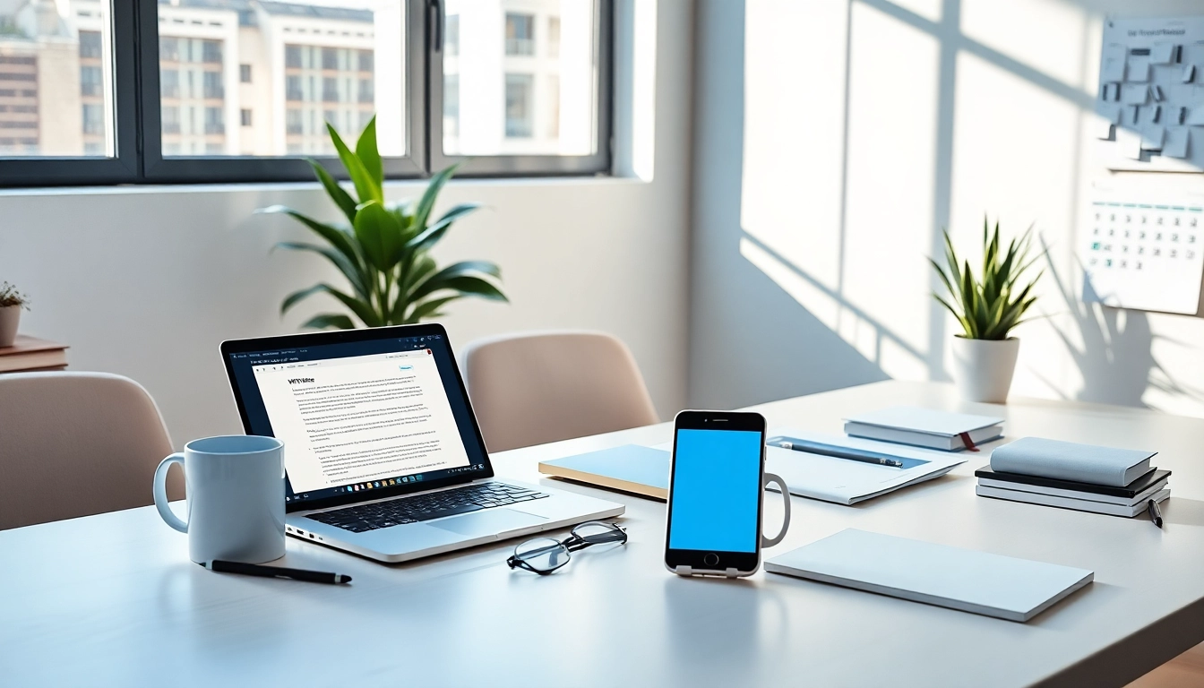 现代工作空间笔记本上展示的 WPS Office 应用程序，提高生产力。