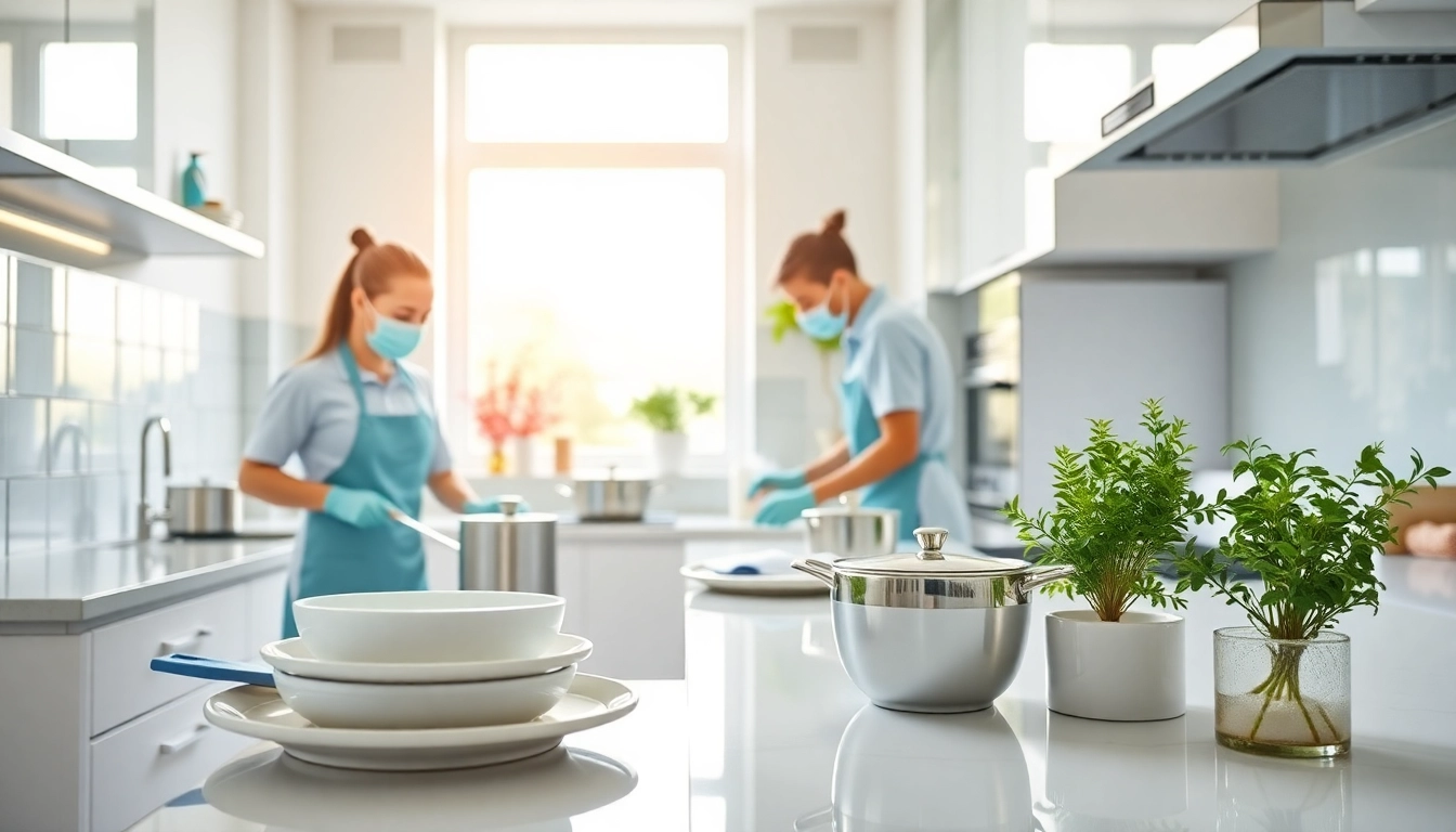 Spotless kitchen deep cleaning Dubai by professionals, showcasing sparkling surfaces and organized cookware.