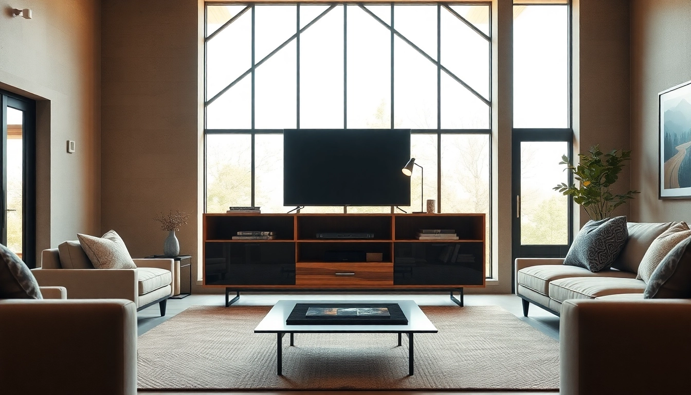 Stylish tv stands displayed in a contemporary living room setting with elegant decor.