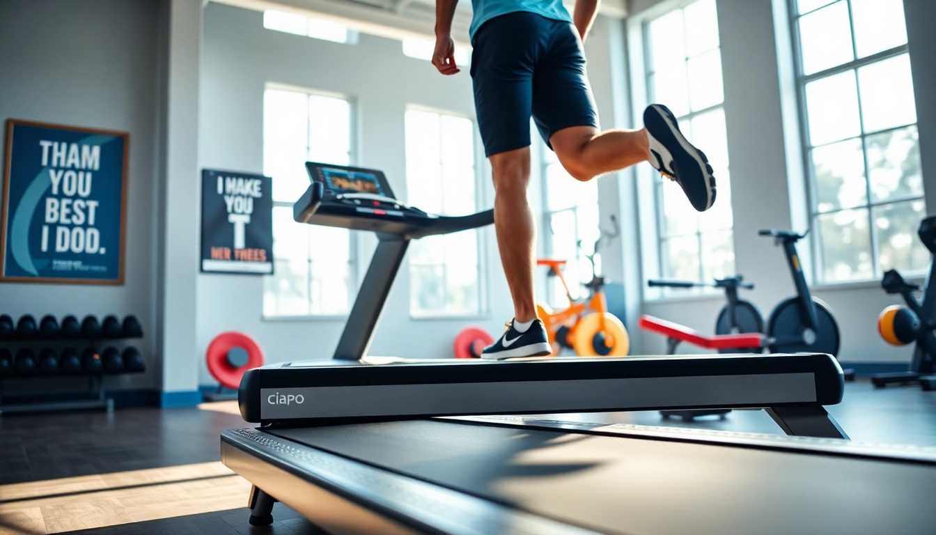 Ciapo Treadmill in an energetic gym setting, showcasing advanced air pressure technology and sleek design.