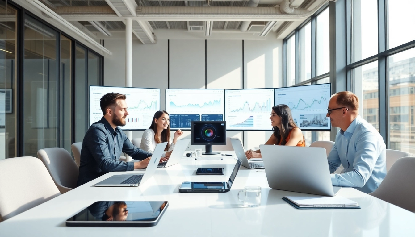 Enhance your search for managed it services near me by observing a professional IT team collaborating.