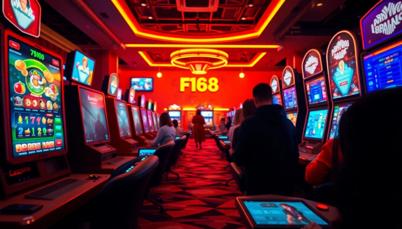 Online gaming scene highlighting F168's diverse offerings at https://f168biz.com/ with players engaged in casino games.