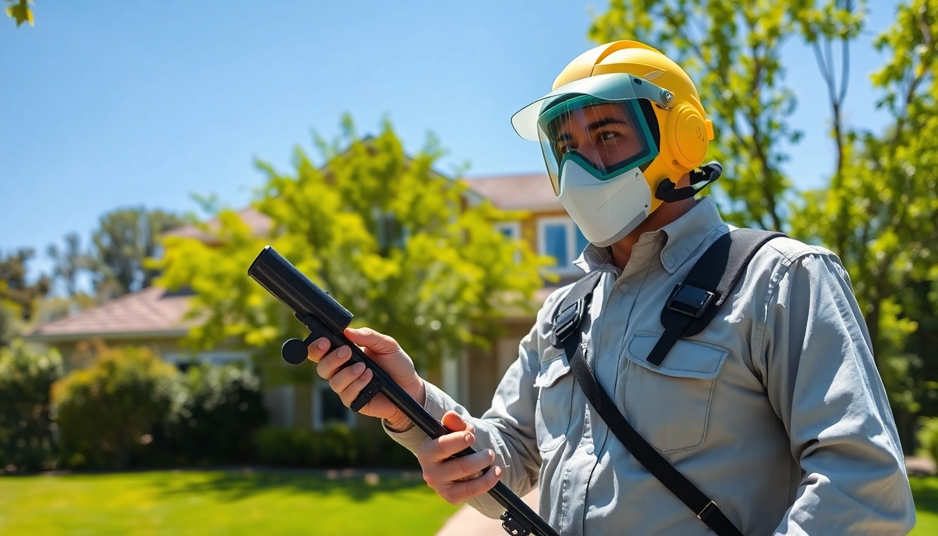 Efficient bug exterminator near me assessing a property for pest control.