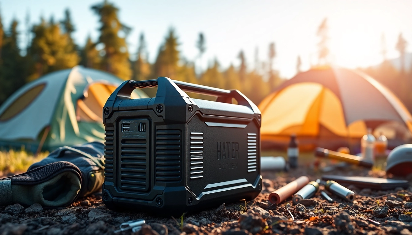Power station providing outdoor energy solutions for camping and emergency needs.