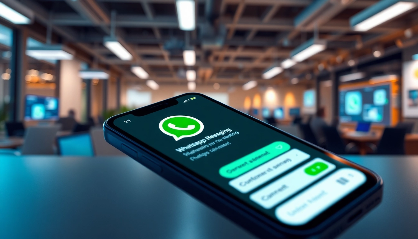 Engaging visual of a smartphone showcasing whatsapp api chat interactions and business messaging features.