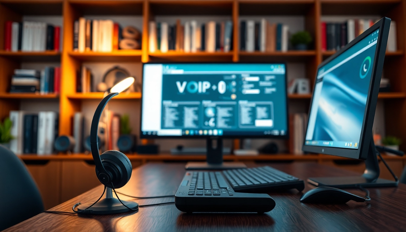 Enhance your VoIP experience with a modern home office setup featuring essential communication tools.