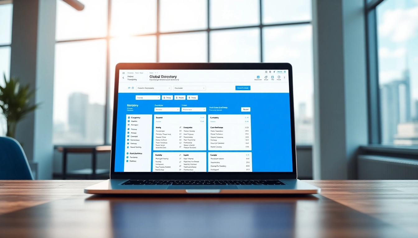 Screenshot of a global business directory showcasing user-friendly interface and company listings.