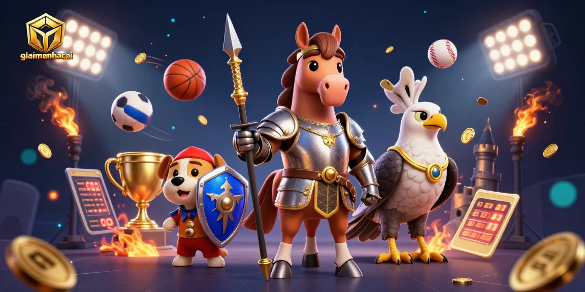 giaimanhacai reviews casino games and strategies with a dynamic 3D illustration of gambling elements