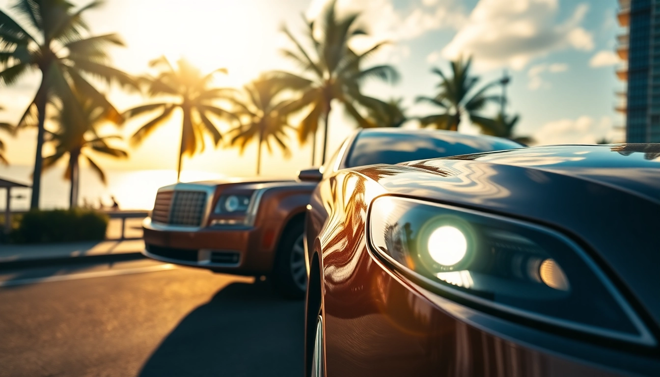 Experience luxury with VIP Miami limo service in a glamorous Miami setting.
