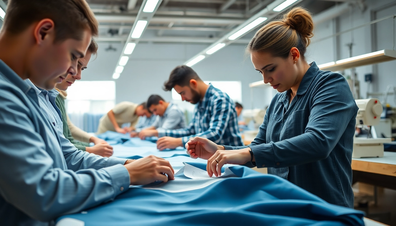 Apparel Manufacturer creating garments within a vibrant and collaborative workspace.