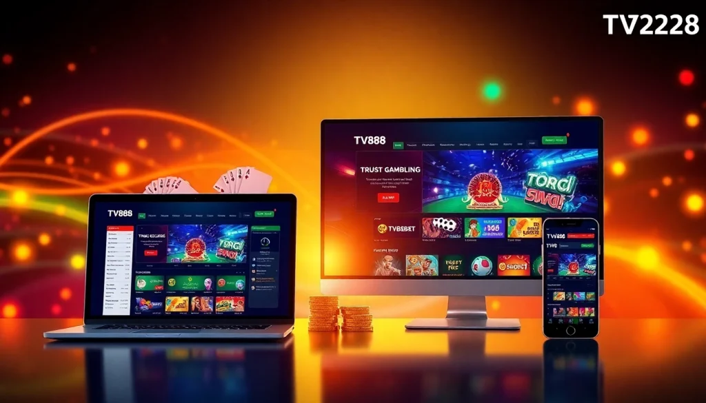 TV88 online gambling platform interface showcasing user-friendly design and diverse gaming options.