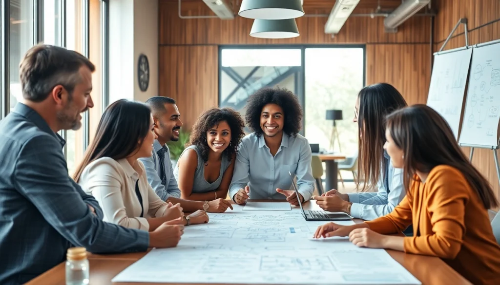 Beeld van een brainstormsessie bij https://nugevonden.nl met een divers team dat samenwerkt.