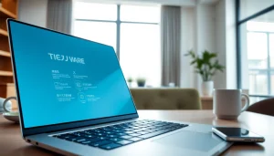 Showcase of 搜狗输入法 software on a laptop, highlighting digital features in a professional workspace.