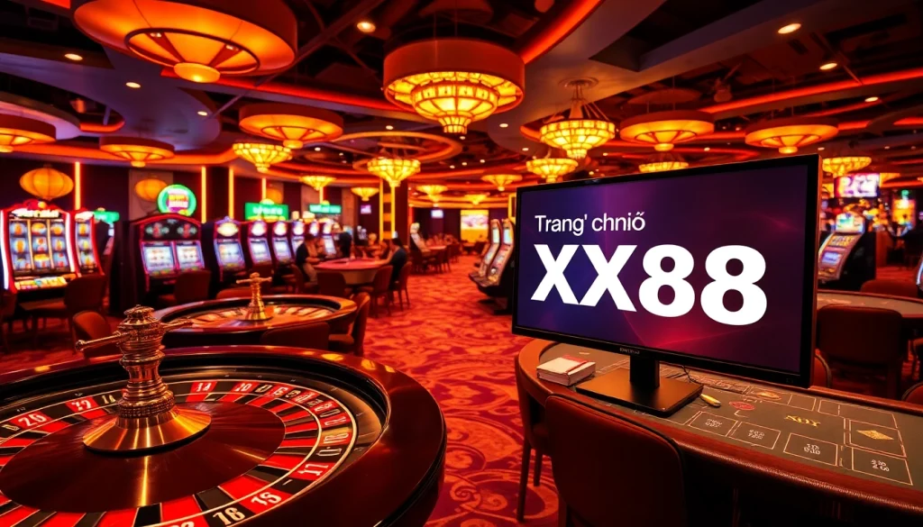 Experience the thrill of gambling on Trang chủ XX88 with lively poker tables and colorful slot machines.