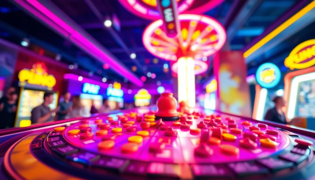 Engaging plinko game reviews showcasing a vibrant board with tokens in motion.